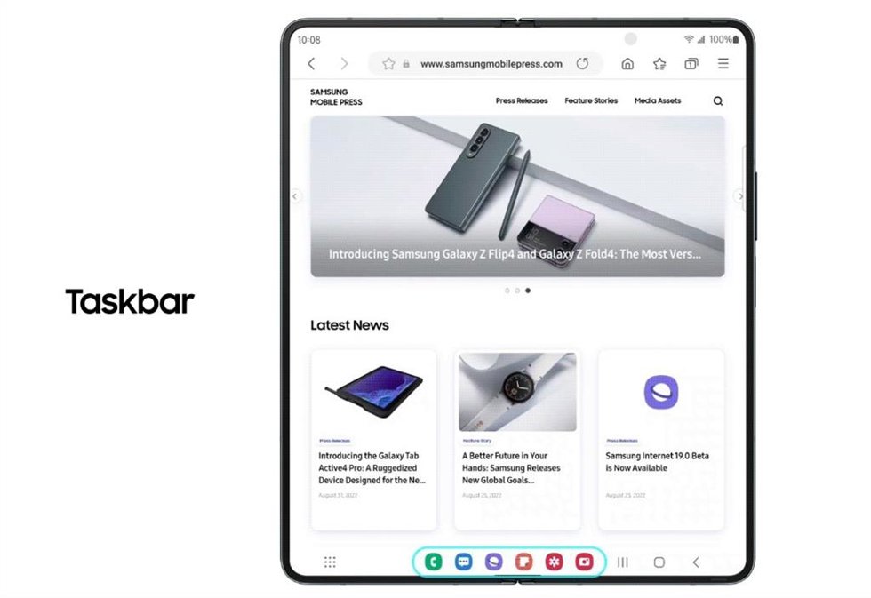 La nueva barra de herramientras que incluye One UI 4.1 de Samsung.