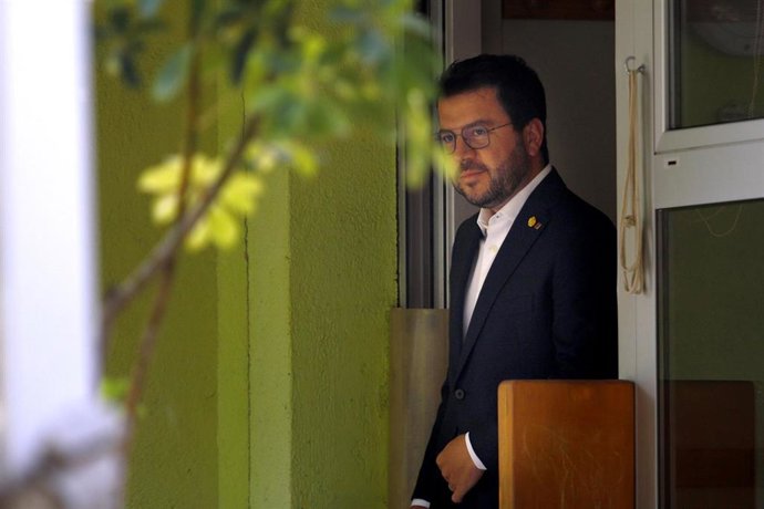 El presidente de la Generalitat, Pere Aragons, a su llegada a la guardería Patufet, durante el primer día de curso académico, a 5 de septiembre de 2022, en Barcelona
