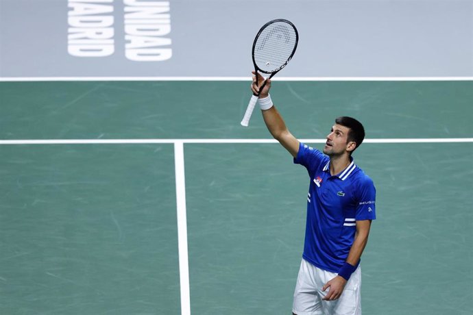 Archivo - El tenista español Novak Djokovic durante las Finales de la Copa Davis de Madrid de 2021