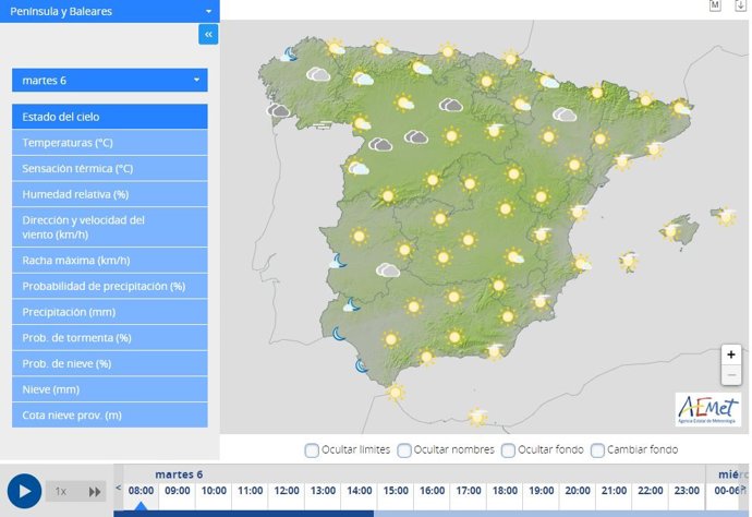 Previón meteoreológica para este martes, 6 de septiembre