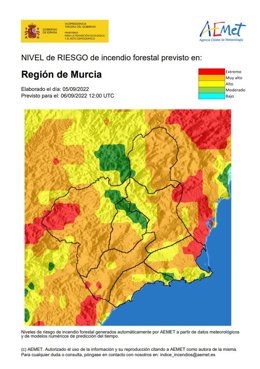 Mapa de riesgos de incendios forestales