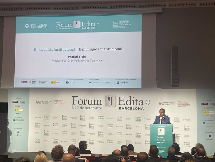 El presidente del Gremi d'Editors de Catalunya Patrici Tixis en la inauguración del Forum Edita en Barcelona