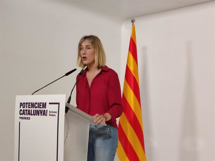 La líder de los comuns en el Parlament, Jéssica Albiach, en la conferencia 'Potenciemos Catalunya'