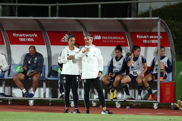 Jorge Vilda, head coach of Spain, gestures during the Women's World Cup qualification, Group B, played between Spain and Ukraine at Ciudad del Futbol on September 06, 2022 in Las Rozas, Madrid, Spain.