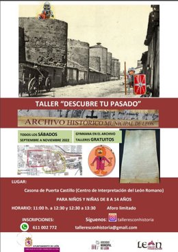 Cartel de actividades 'descubre tu pasado' organizado por el Ayuntamiento de León
