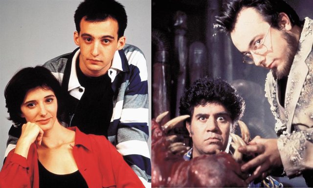 Alejando Amenábar y Ana Torrent en Tesis y Álex de la Iglesia y Pedro Almodóvar en Acción Mutante