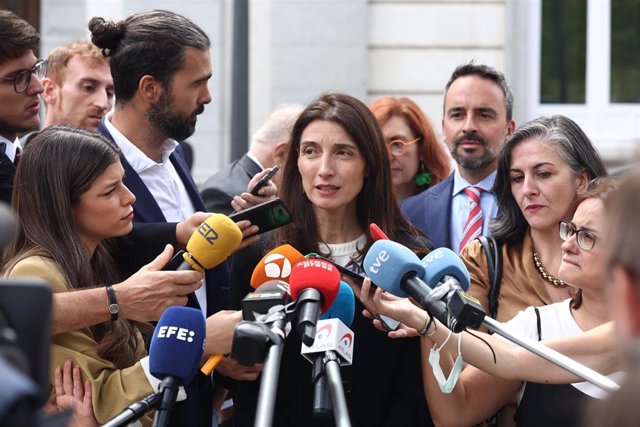 La ministra de Justicia, Pilar Llop, ofrece declaraciones a los medios, a su salida del acto de apertura del Año Judicial 2022-2023, en el Tribunal Supremo, a 7 de septiembre de 2022, en Madrid (España).