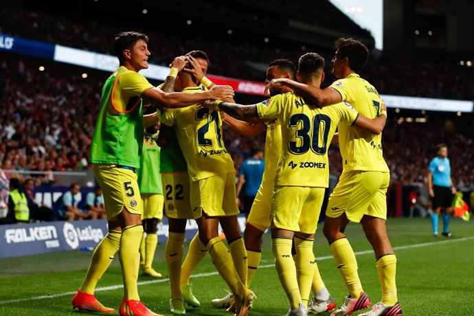 Yeremy Pino of Villarreal celebrates a goal during the Spanish League, La Liga Santander, football match played between Atletico de Madrid and Villarreal CF at Civitas Metropolitano stadium on August 21, 2022 in Madrid, Spain.