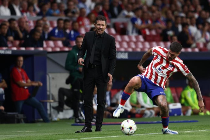 Diego Pablo Simeone, head coach of Atletico de Madrid, looks on during the UEFA Champions League, Group B, football match played between Atletico de Madrid and FC Porto at Civitas Metropolitano on September 07, 2022 in Madrid, Spain.