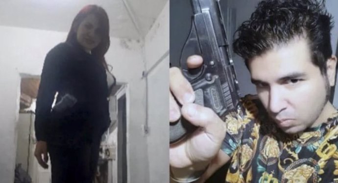 El atacante de la vicepresidenta de Argentina y su pareja posando con el arma utilizada en el ataque.