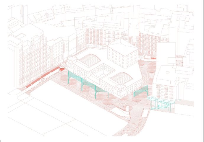 Aspecto de la futura remodelación de la plaza de los Mostenses.