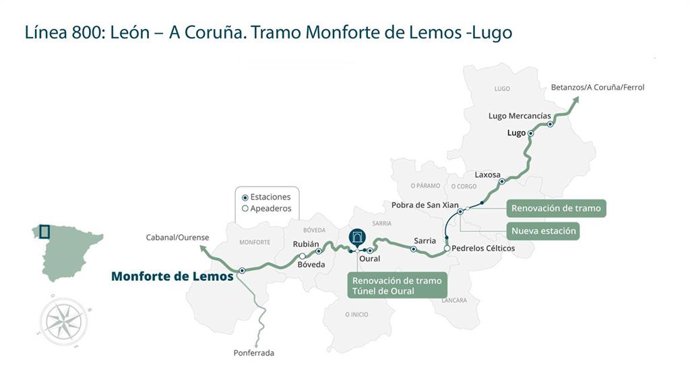Tramo ferroviario afectado por obras
