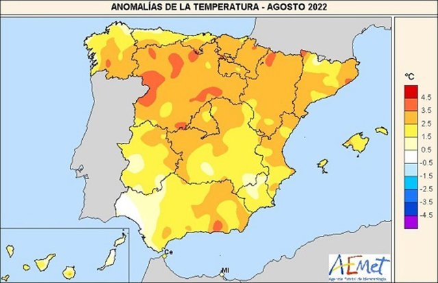 Anomalías térmicas agosto 2022