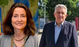 La directora de l'Institut Catal del Sl (Incasl), Merc Conesa, i el president de la Cambra de Comer de Lleida,  Jaume Saltó