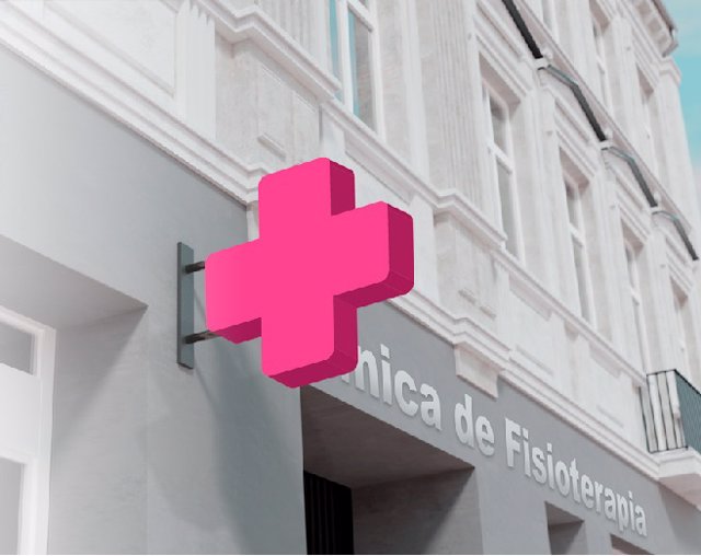 Cruz rosa del proyecto iKono para las clínicas de fisioterapia