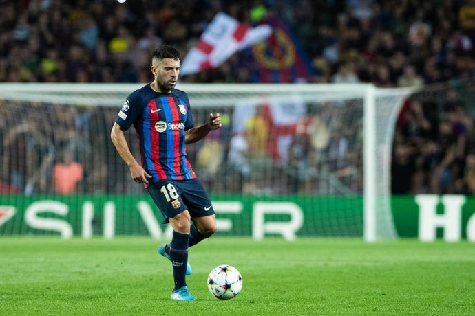 Jordi Alba of FC Barcelona in action during the UEFA Champions League, Group C, football match played between FC Barcelona and Viktoria Plzen at Spotify Camp Nou on September 07, 2022 in Barcelona, Spain.