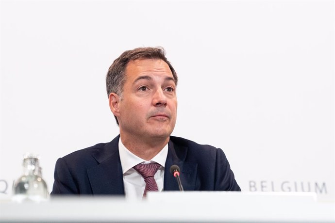 Archivo - 22 July 2022, Belgium, Brussels: Prime Minister of Belgium Alexander De Croo attends a press conference of the federal government on their agreement with Engie on the operation of the nuclear power plants. Photo: Juliette Bruynseels/BELGA/dpa