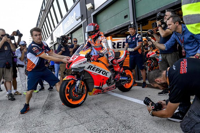 Marc Márquez durante el test de MotoGP realizado en Misano