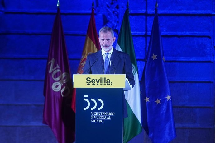 El Rey Felipe VI, en el acto Institucional por el "V Centenario de la llegada a Sevilla de la expedición de la Primera Vuelta al Mundo" 