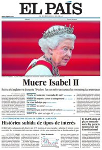 La muerte de Isabel II protagoniza las portadas de los periódicos de este viernes 9 de septiembre