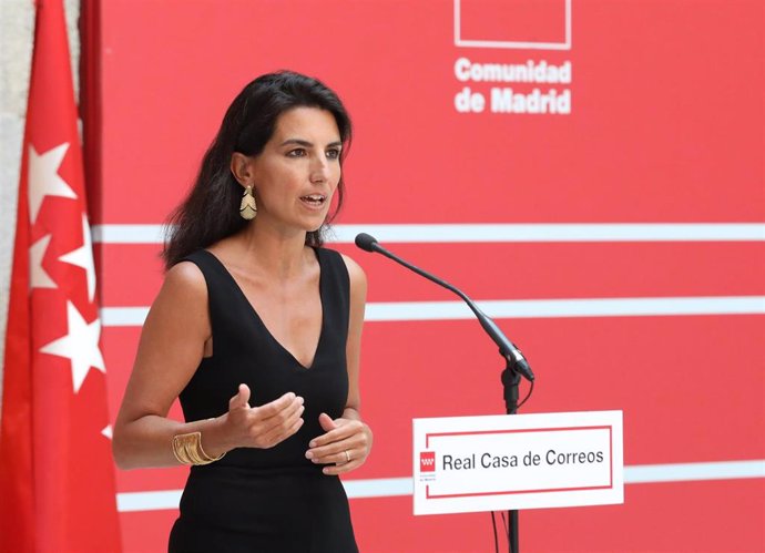 La portavoz de Vox en la Asamblea de Madrid, Rocío Monasterio, comparece después de su reunión con la presidenta de la Comunidad de Madrid, en la Real Casa de Correos, a 30 de agosto de 2022, en Madrid (España). 