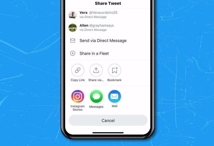 Archivo - Imagen del nuevo botón para compartir un 'tuit' directamente en las Historias de Instagram