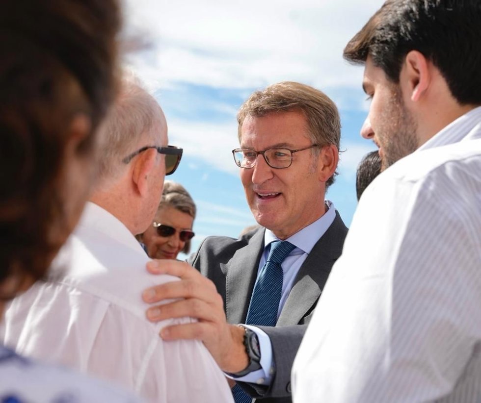 El presidente del PP, Alberto Núñez Feijóo, durante una visita a Tarragona.