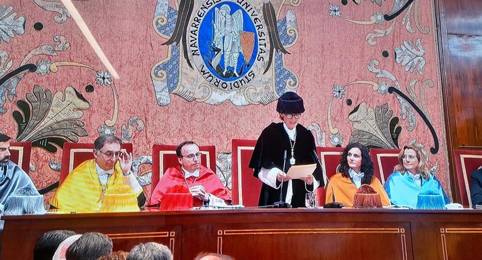 La rectora de la Universidad de Navarra, María Iraburu, durante el acto de apertura del curso académico 2022-2023