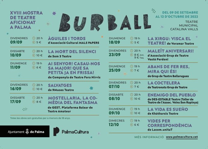 Cartel de la XVIII Muestra de Teatro aficionado de Palma.