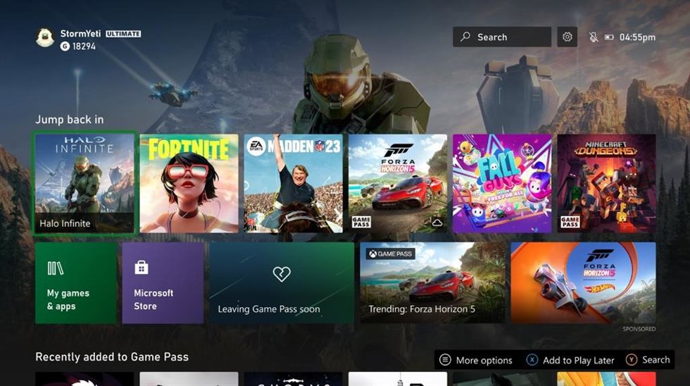 La primera versión de la nueva interfaz de usuario de Xbox.