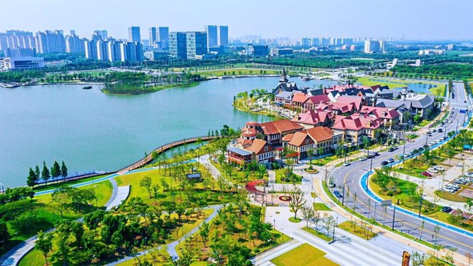 Photo shows the view of Kunshan in east China's Jiangsu Province. [Photo provided to Xinhua Silk Road]