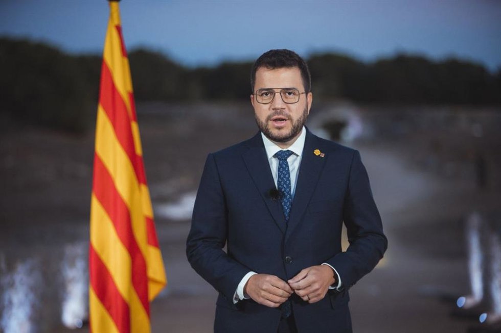El presidente de la Generalitat, Pere Aragons, en su mensaje institucional por la Diada de Catalunya