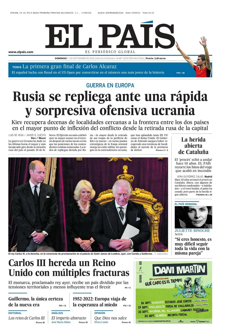 Portada de El País.