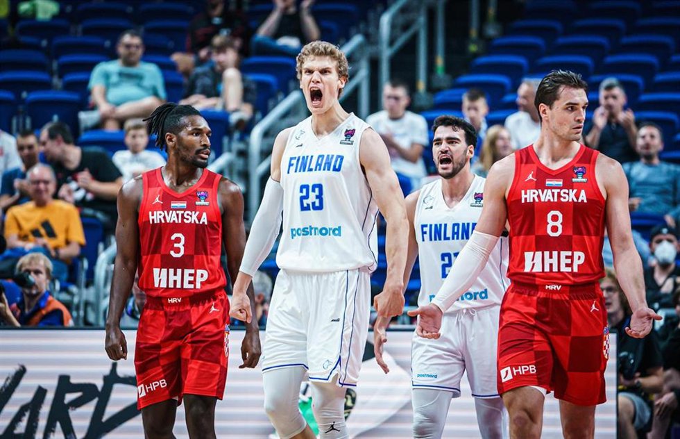 Lauri Markkanen (Finlandia), ante Croacia en el Eurobasket 2022.
