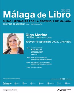 El programa de la Diputación 'Málaga de Libro' llega a Casares el jueves de la mano de la escritora Olga Merino