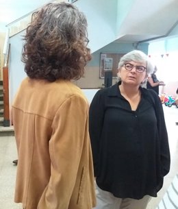 La alcaldesa de Gijón, Ana González (PSOE), durante su visita al colegio público Príncipe de Asturias con motivo del inicio del curso escolar  2022/2023