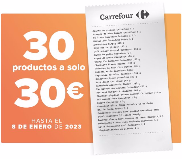 Archivo - Cesta de productos de Carrefour por 30 euros