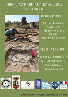 Cartel de las jornadas de puertas abiertas en el yacimiento arqueológico de Madinat Albalat de Romangordo (Cáceres)