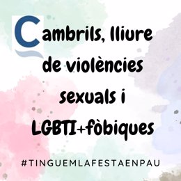 Cartel del Ayuntamiento de Cambrils (Tarragona) para reivindicar un municipio "libre de violencias sexuales y LGTBI+fóbicas"