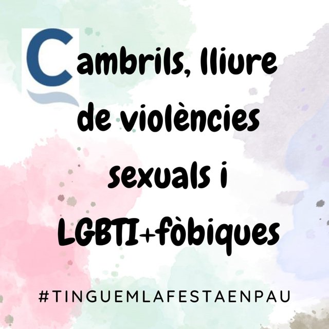 Cartell de l'Ajuntament de Cambrils (Tarragona) per reivindicar un municipi "lliure de violències sexuals i LGTBI+fòbiques"