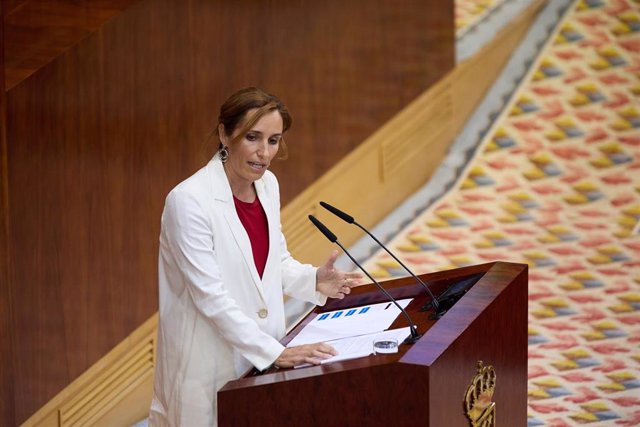 Mónica García, portavoz de Más Madrid, en su intervención en el Debate sobre el Estado de la Región