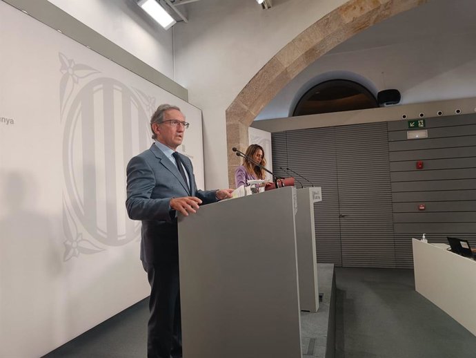 El conseller d'Economia, Jaume Giró, i la portaveu del Govern, Patrícia Plaja