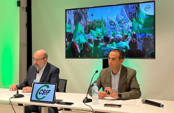 Rueda de prensa ofrecida este martes por el presidente nacional de CSIF, Miguel Borra, sobre la movilización que prepara el sindicato en Madrid el próximo 24 de septiembre.