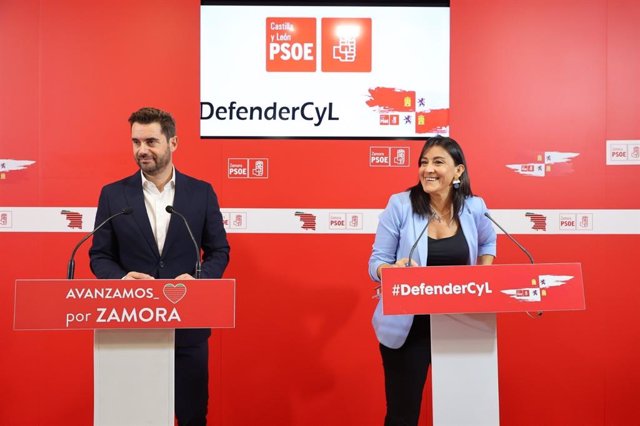 El secretario general del PSOE de Zamora, Antidio Fagúndez, junto a la secretaria de Organización del PSOE CyL, Ana Sánchez.