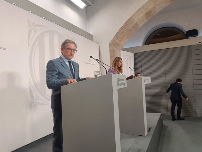 El conseller d'Economia, Jaume Giró, i la portaveu del Govern Patrícia Plaja
