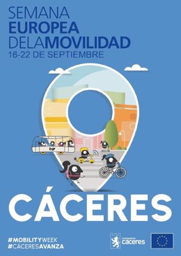 Cartel de la Semana Europea de la Movilidad, a la que se suma Cáceres con diversas actividades