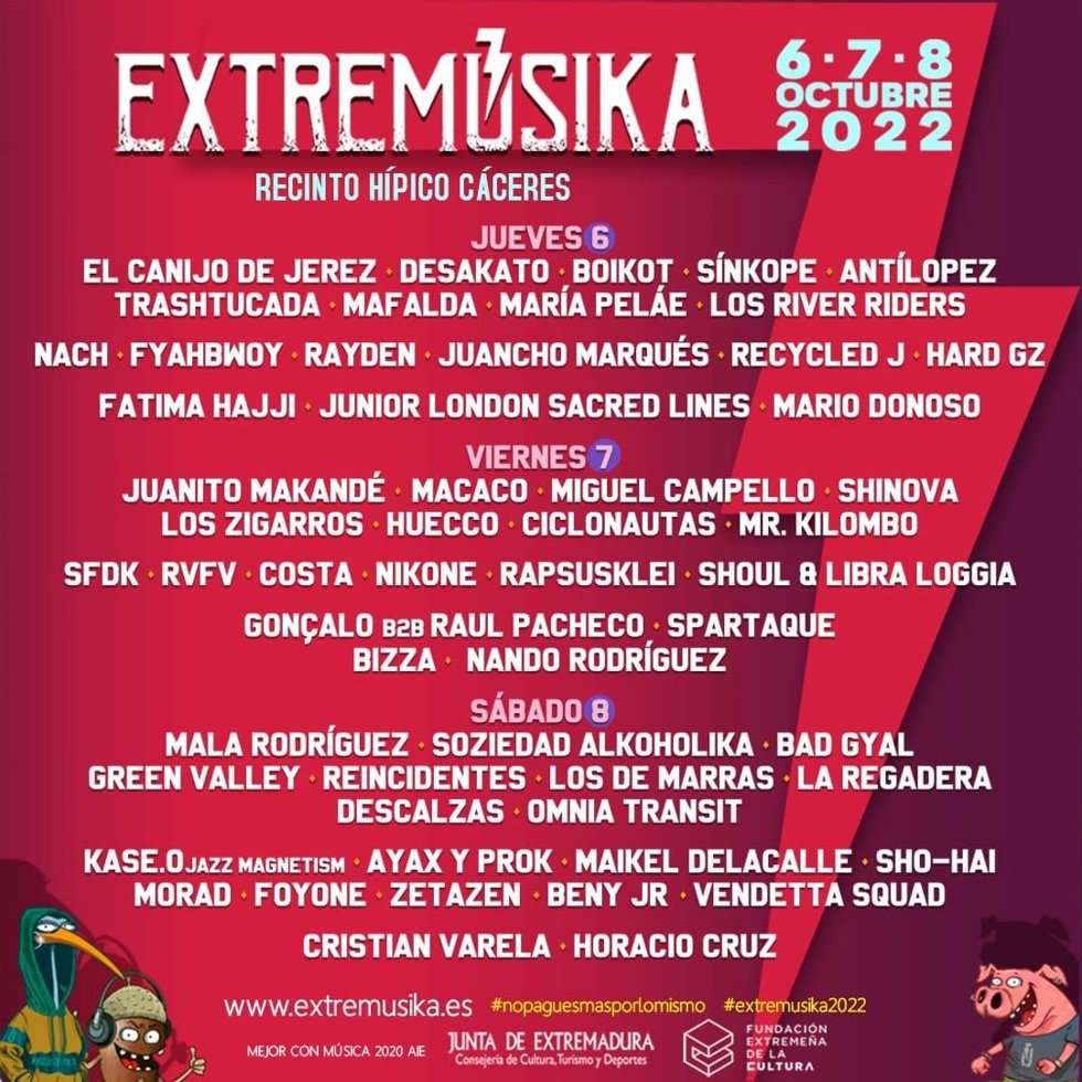 Cartel por días de Extremúsika
