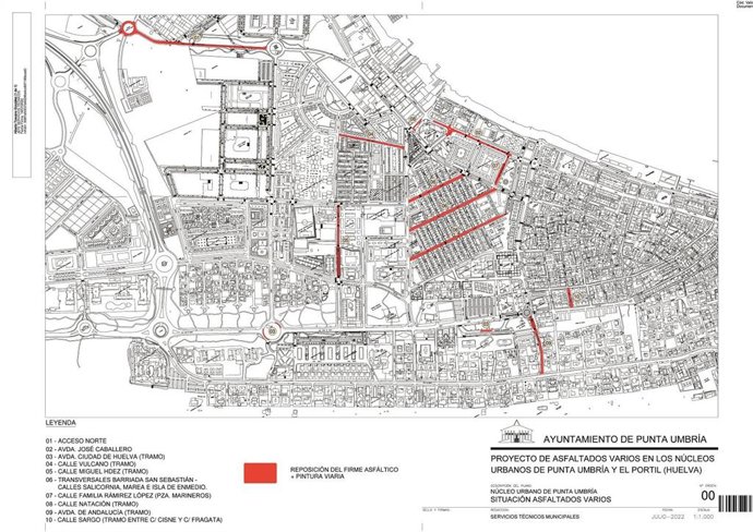 Plano del plan de asfaltado.