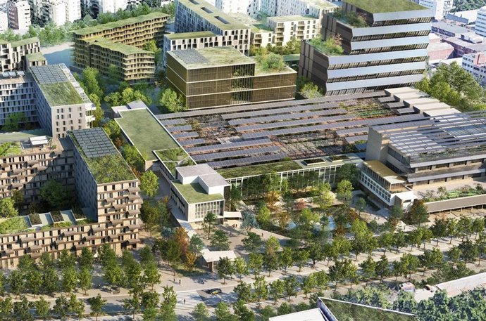 La propuesta de nuevo planeamiento para el recinto de la antigua fábrica Mercedes, en el barrio del Bon Pastor de Barcelona.