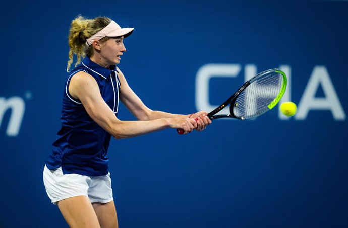 Cristina Bucsa of Spain in action during the second round of the 2022 US Open Grand Slam tennis tournament against Danielle Collins of the United States